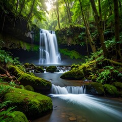 Waterfall in Lush Green Forest (4)