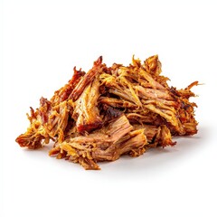 Obraz premium Pulled Pork Pile on White Backdrop for Sandwiches