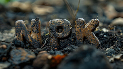 Obraz premium The letters NPK technology creative composition letters