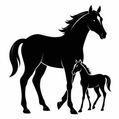Elegant Black Horse Duo Silhouette