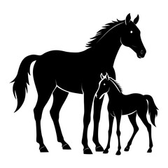 Elegant Black Horse Duo Silhouette