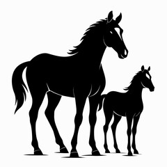 Elegant Black Horse Duo Silhouette