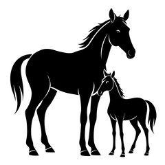 Elegant Black Horse Duo Silhouette
