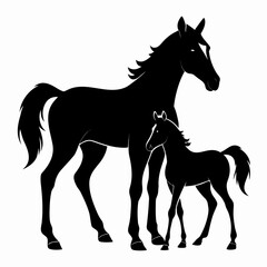 Elegant Black Horse Duo Silhouette