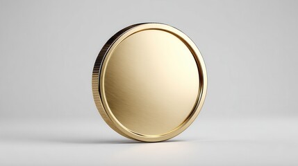 Beautiful photo of photo realistic image of a smooth, blank gold coin, no bevel.