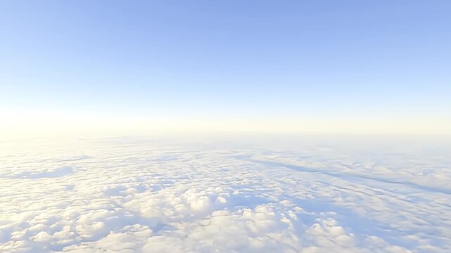 Serene Cloudscape with Golden Sunrise Light - Cinematic Aerial Journey Over Endless Fluffy Clouds in Ultra-Realistic 4K
