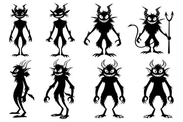 Halloween Monster Cats Silhouette Clipart – Spooky Black Cat Creatures for Creepy Designs & Decorations