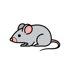 Cartoon Mouse with Pink Ears and Tail