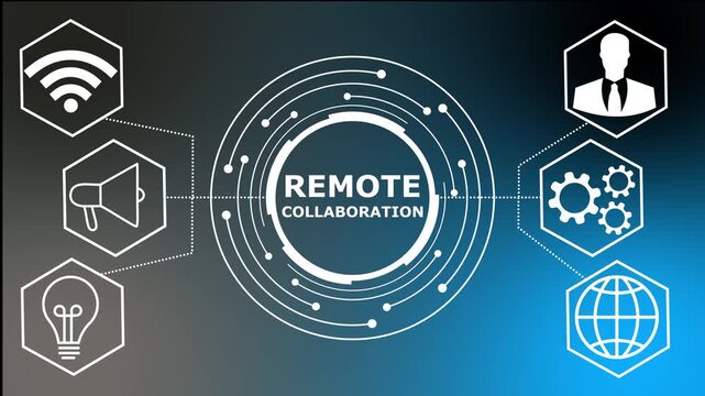 Digital communication concept representing remote collaboration. performance metrics, and business insights from large data sets ,network , business ,technology concept animation technology 4k ,,