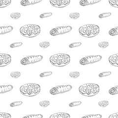 doodle food and beverage seamless pattern. food background