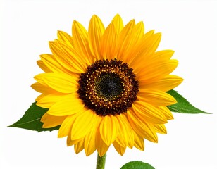 Obraz premium Radiant Sunflower Bloom A Cheerful Burst of Sunshine Against White