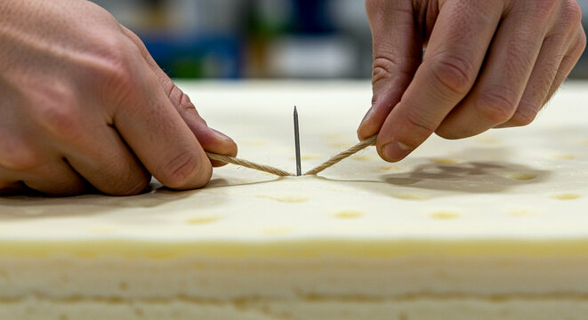 Pulling String Across Soft Surface with Central Nail for Tension Demonstration
