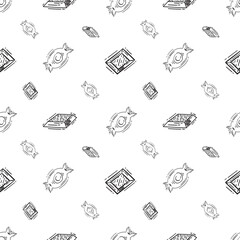 doodle food and beverage seamless pattern. food background