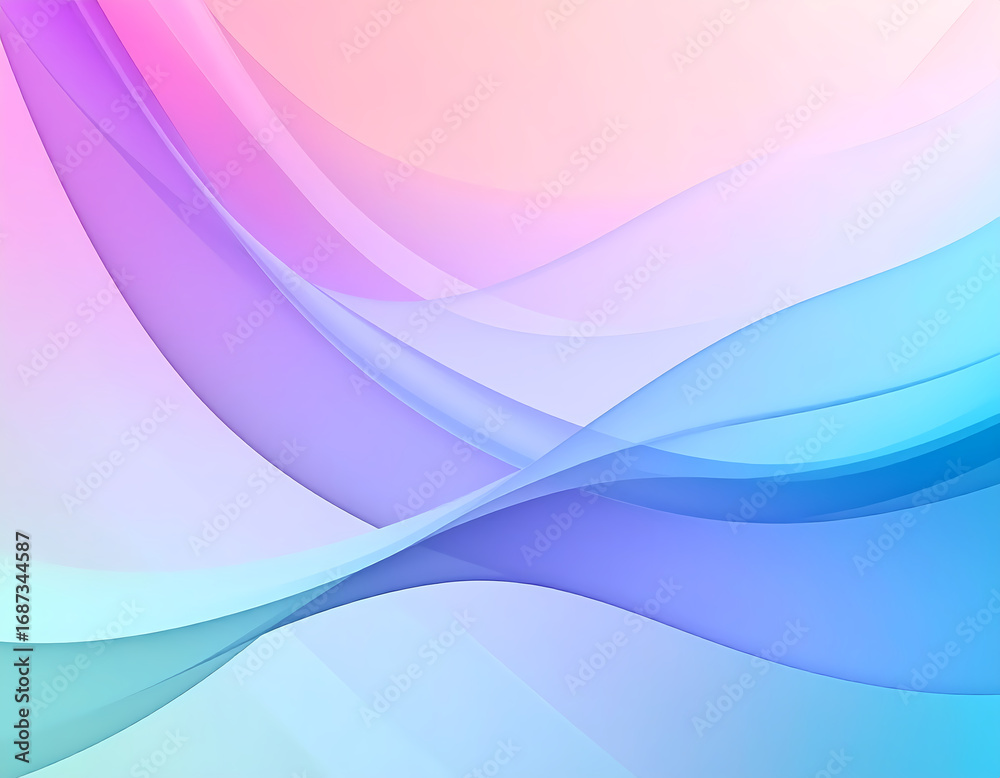 Wall mural soft pastel abstract background with transparent wave design. gentle flow shows beautiful color grad