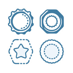 Minimalist Dashed Line Emblem and Stamp Set. Retro Vector Shapes for Labels and Stickers