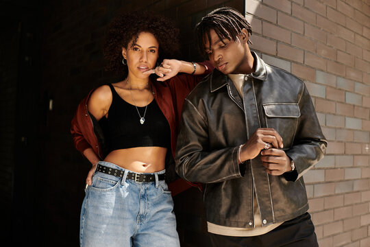 Stylish young couple enjoys a romantic date in an urban setting