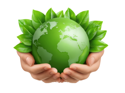 Green world held in hands expresses care and responsibility