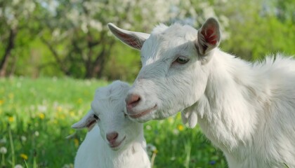 Two white baby goats in a field (1)