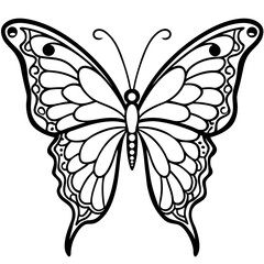 Floral Winged Butterfly Line Art