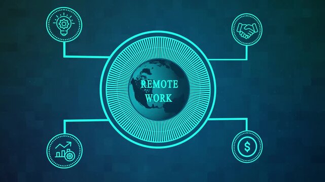 Futuristic Globe Interface for Online Branding, Independent Work & Global Productivity ,Ideal for Marketing Strategy, Freelance Platforms & Remote Collaboration Systems ,Motion Animation Video Graphic