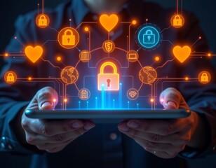 Futuristic Cybersecurity Concept with Digital Security Overlays