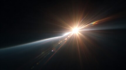 Luminous Sunburst Bright Light Flare Lens Flare Effect Golden Rays Celestial Background