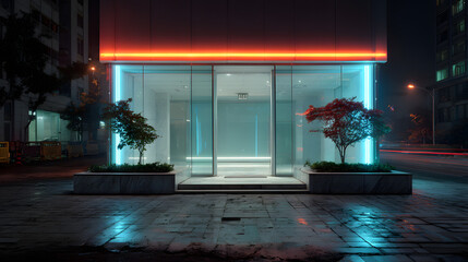 a modern construction line, illuminated by striking eon lights