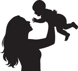 Mother and Baby Silhouette Art of Joy Love and Bonding