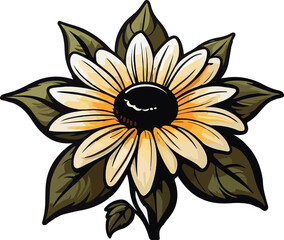 Black eyed susan logo icon vector white background .