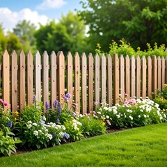 Wooden picket fence garden border