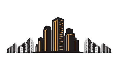Modern Urban City Skyline Vector Illustration