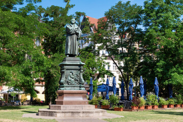 Eisenach, Germany - 06/2023: Memorial to Martin Luther, the reformator.