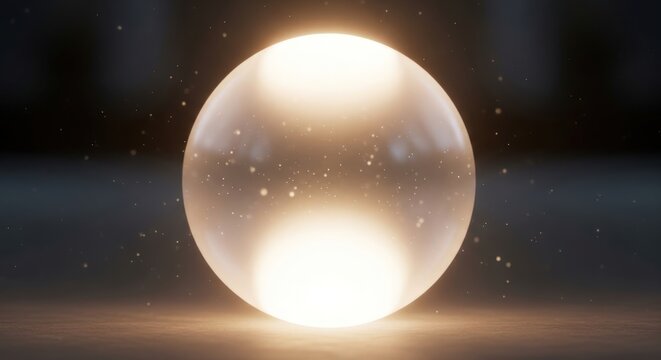 Glowing Orb with Particles, Mysterious Energy Ball - Powered by Adobe