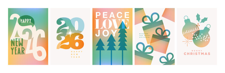 Set of Christmas and New Year Cards. Vector illustrations for greeting card, party invitation card, website banner, social media banner, marketing material. © PureSolution