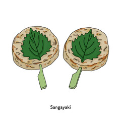 千葉名物　さんが焼きのイラスト＿線画