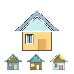 Set of Colorful House Icons. Real Estate and Home Vector Symbols.