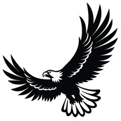 Bald Eagle Flying Soon Eagle Detailed black-and-white line art of a bald eagle in mid-flight with wings fully spread and talons forward, dynamic perspective, crisp vector-ready ink outlines, high-cont