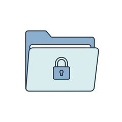 Secure folder icon. Locked document symbol for data privacy and file protection.