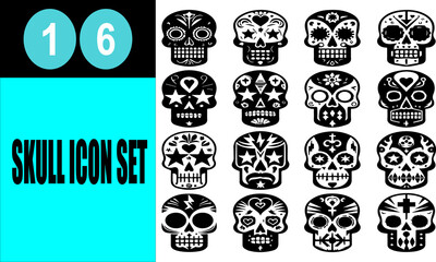 Black sugar skulls with intricate designs dead