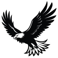 Bald Eagle Flying Soon Eagle Detailed black-and-white line art of a bald eagle in mid-flight with wings fully spread and talons forward, dynamic perspective, crisp vector-ready ink outlines, high-cont