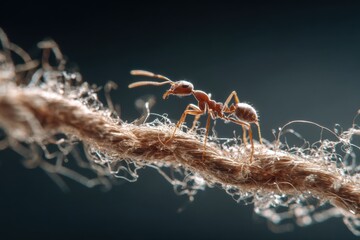 Fototapeta premium tiny ant rope macro nature