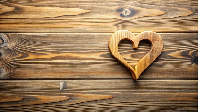 Rustic Wooden Heart on Weathered Planks A Symbol of Simple Love and Affection