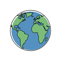 Planet Earth doodle illustration. Hand drawn vector icon for ecology and travel.
