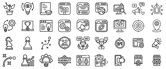 Business and Marketing Icons: Strategy, Growth, and Digital Concepts