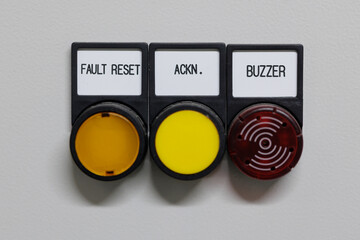 Industrial Push Buttons and Buzzer on Control Panel