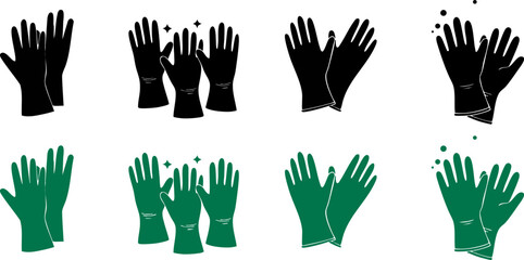 Cleaning and Protective Gloves Icon Set