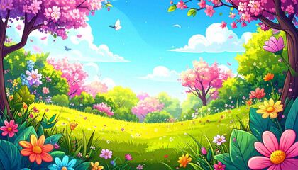 Lush Spring Blossom Meadow