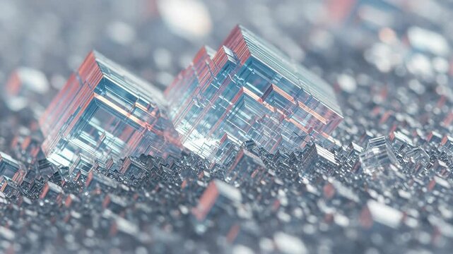 Rapid crystallization of blue pink iridescent salt cubes from a supersaturated solution