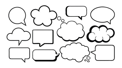 Obraz premium An array of speech bubbles featuring distinct shapes, illustrating the concept of communication and exchange of ideas..eps