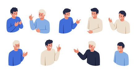 Isometric people collection with diverse expressions on white background